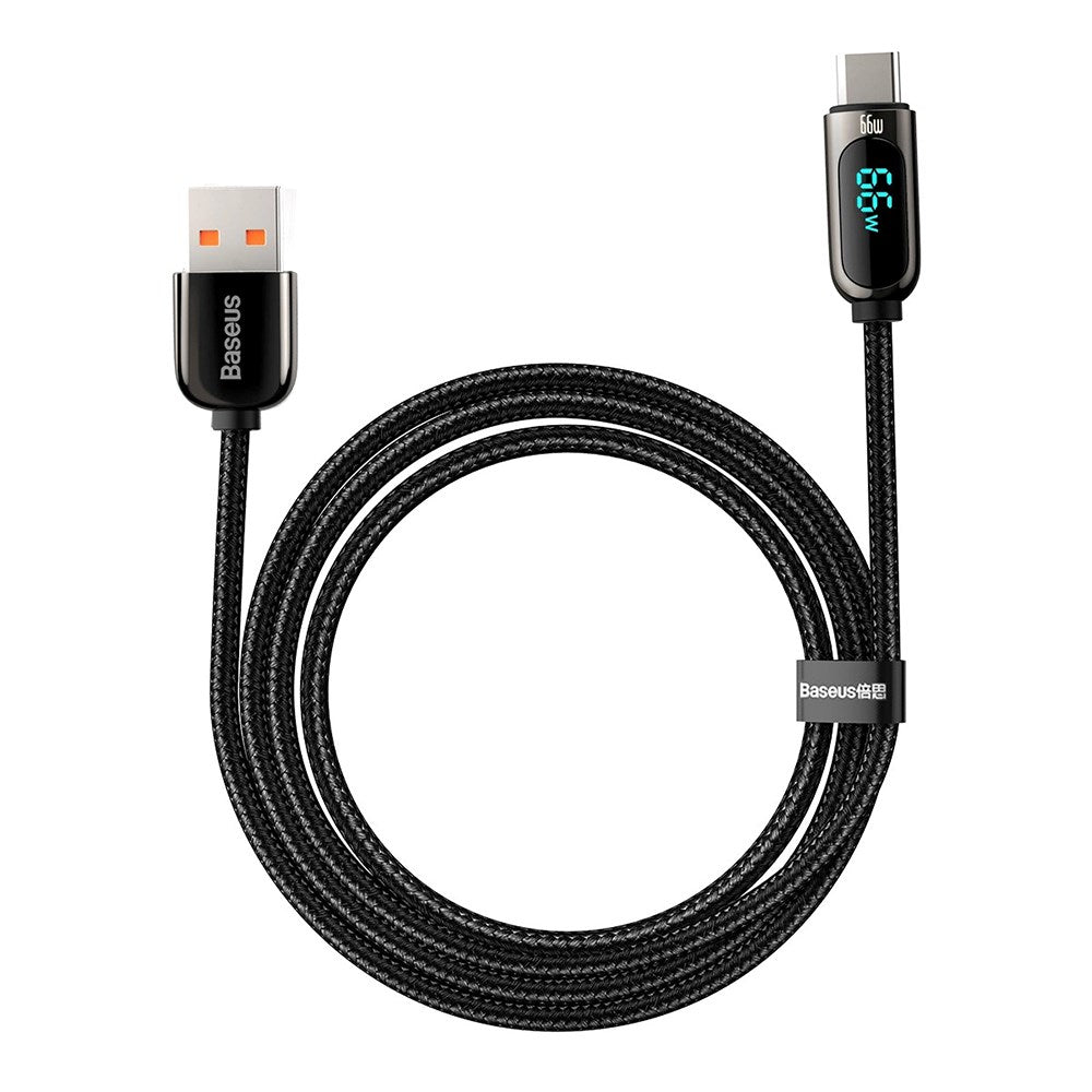 Baseus Display Hurtiglading 66W USB-A til USB-C-kabel - 1m - Svart