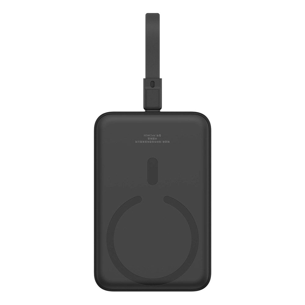 Baseus Magnetic Qi Powerbank 20W m. USB-C-kabel og Innebygd Lightning-kabel - 10 000 mAh - MagSafe-Kompatibel - Svart