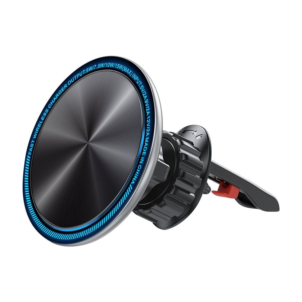 Joyroom Magnetisk Mobilholder med LED & 15W Trådløs Lading - Ventilasjonssystem - MagSafe-kompatibel - Svart