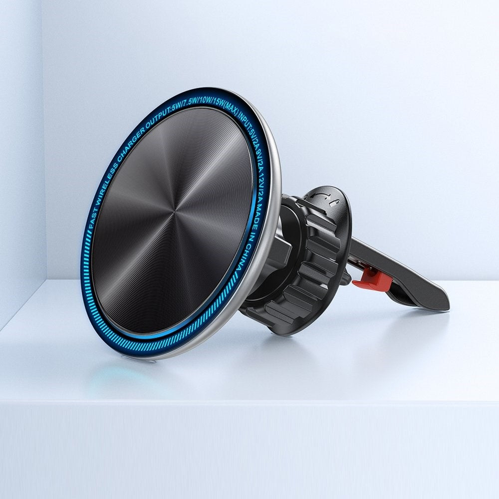 Joyroom Magnetisk Mobilholder med LED & 15W Trådløs Lading - Ventilasjonssystem - MagSafe-kompatibel - Svart