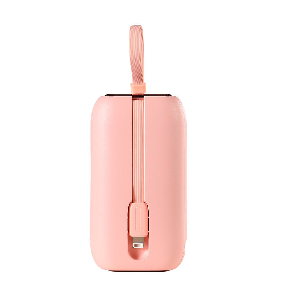 Joyroom JR-L012 Powerbank 22,5 W USB-C PD m. Innebygd USB-C & Lightning-kabel - 10000 mAh - Rosa
