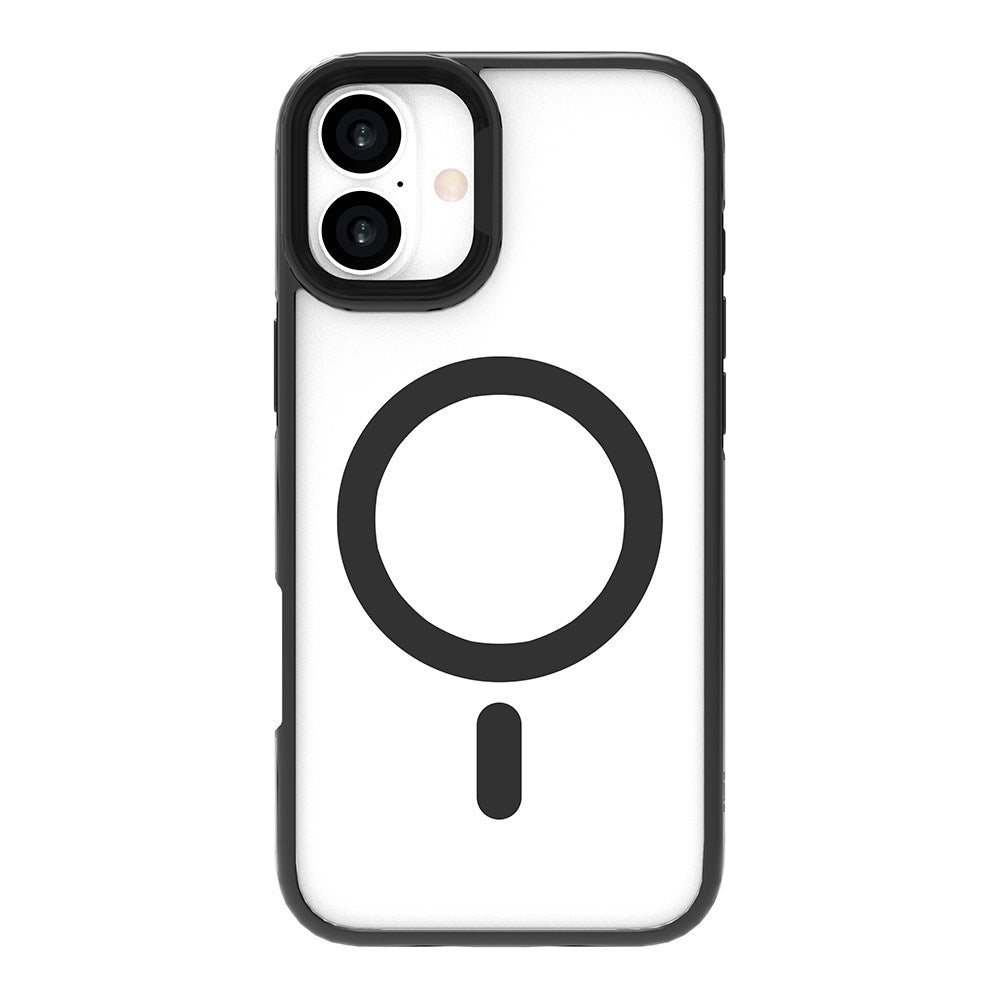 eSTUFF iPhone 16 Plus INFINITE HELSINKI Hybrid Plastdeksel med Stativ - MagSafe-Kompatibel - Svart / Gjennomsiktig