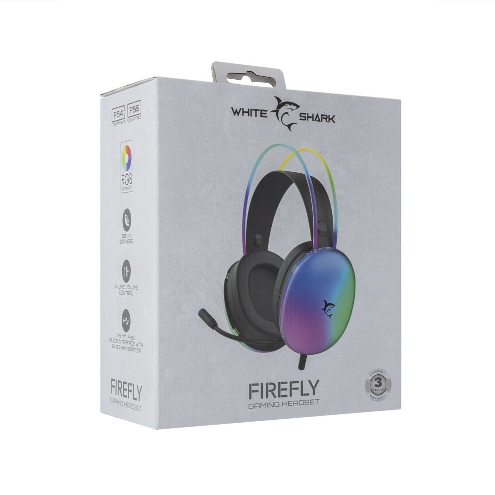 White Shark FIREFLY On-Ear Gaming Headset - Svart