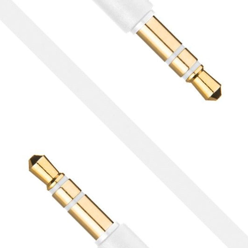 Fixed AUX Kabel – 3.5mm Minijack – 1m - Hvit