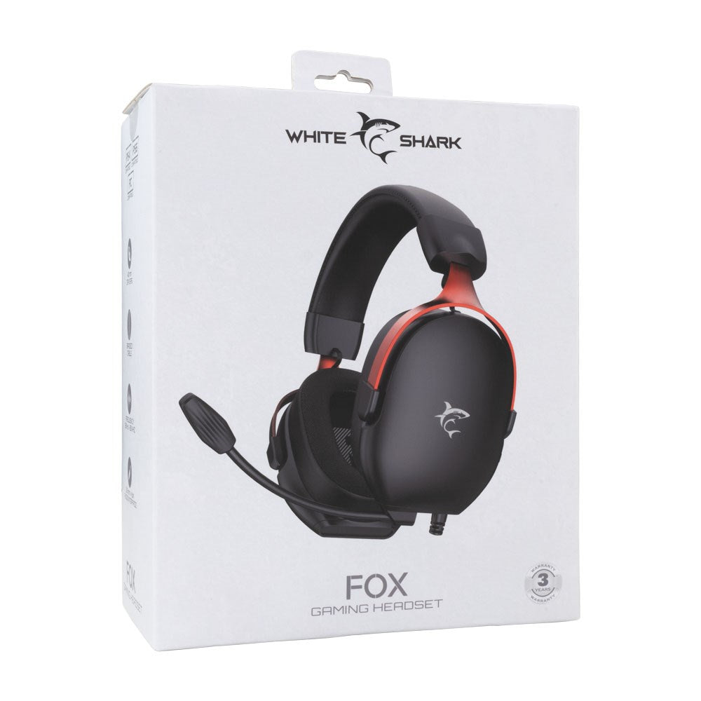 White Shark FOX Over-Ear Gaming Headset - Svart
