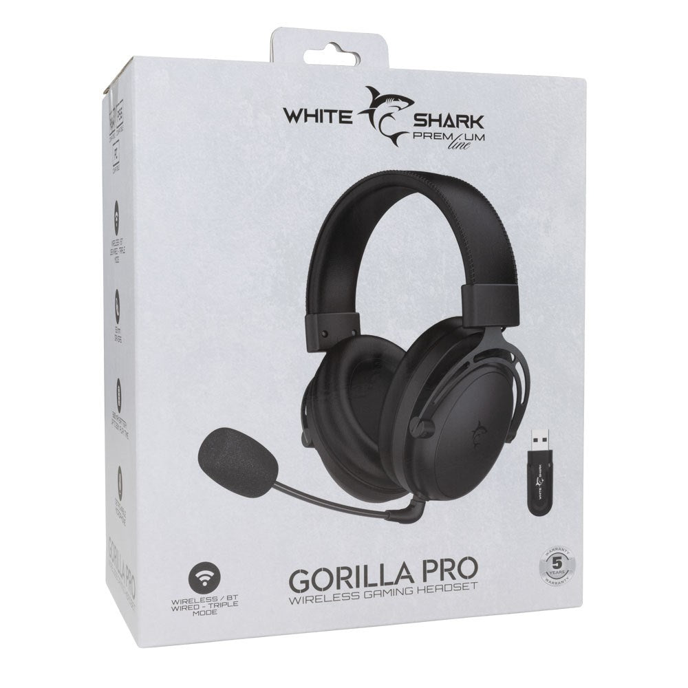 White Shark GORILLA PRO Trådløs Over-Ear Gaming Headset - Svart