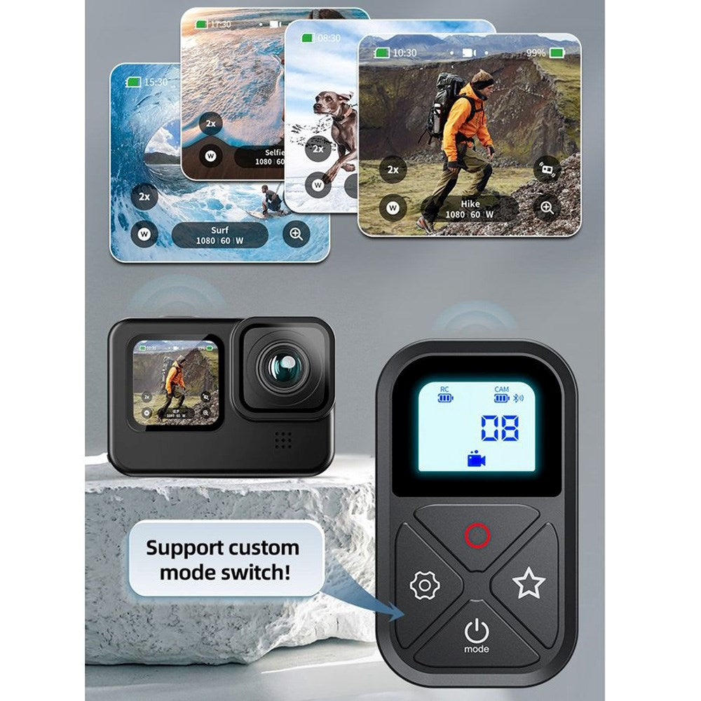 TELESIN Fjernkontroll for GoPro Hero 8 / 9 / 10 / 11 / 12 / 13 / Max & Smarttelefoner - Svart