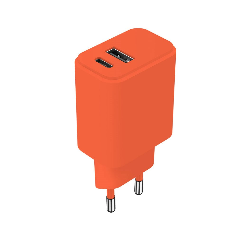 Setty 20W Vegglader m. 1x USB-A & 1x USB-C - Orange