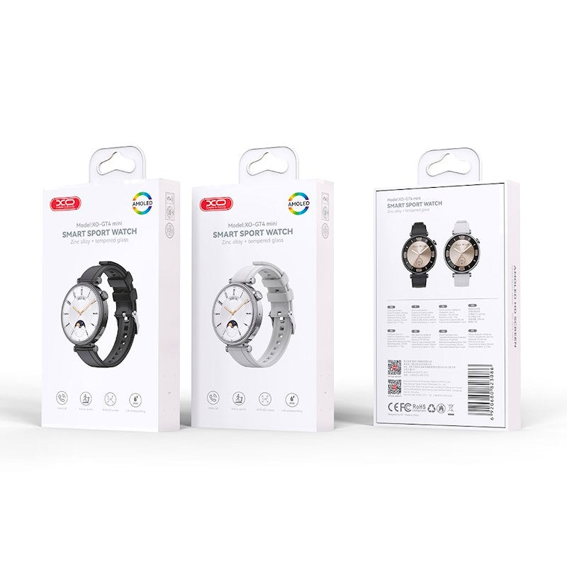 XO GT4 Mini Smartwatch med Utskiftbare Urskiver - Sølv