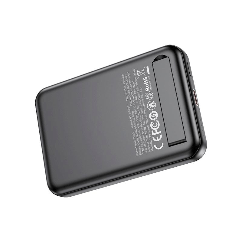 XO 20W Magnetisk Powerbank 10 000mAh med USB-C og Stativfunksjon - Svart