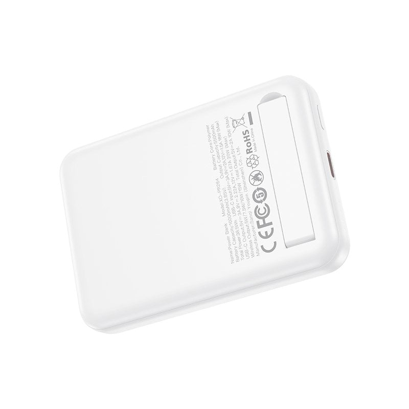 XO 20W Magnetisk Powerbank 10 000mAh med USB-C og Stativfunksjon - Hvit