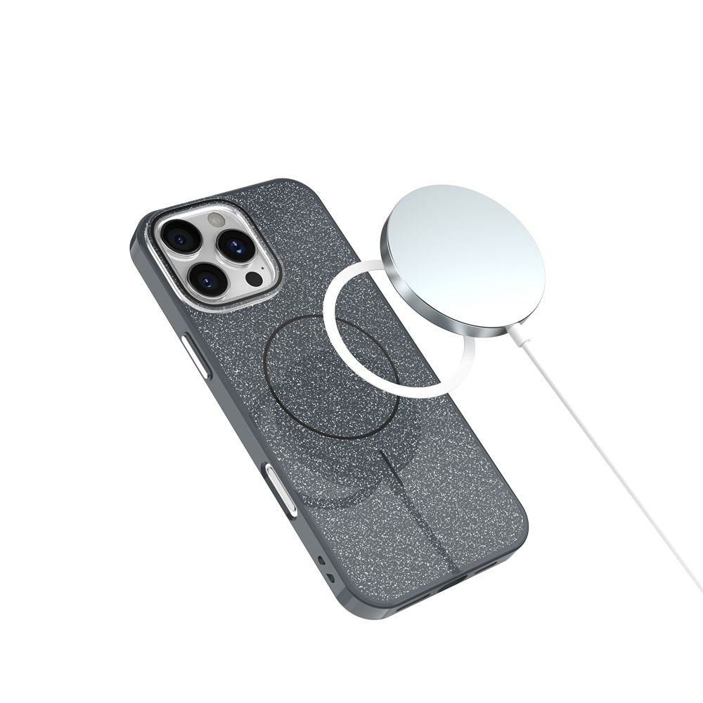 iPhone 17 Pro TFO Glitter Thin Deksel - MagSafe Kompatibel - Svart