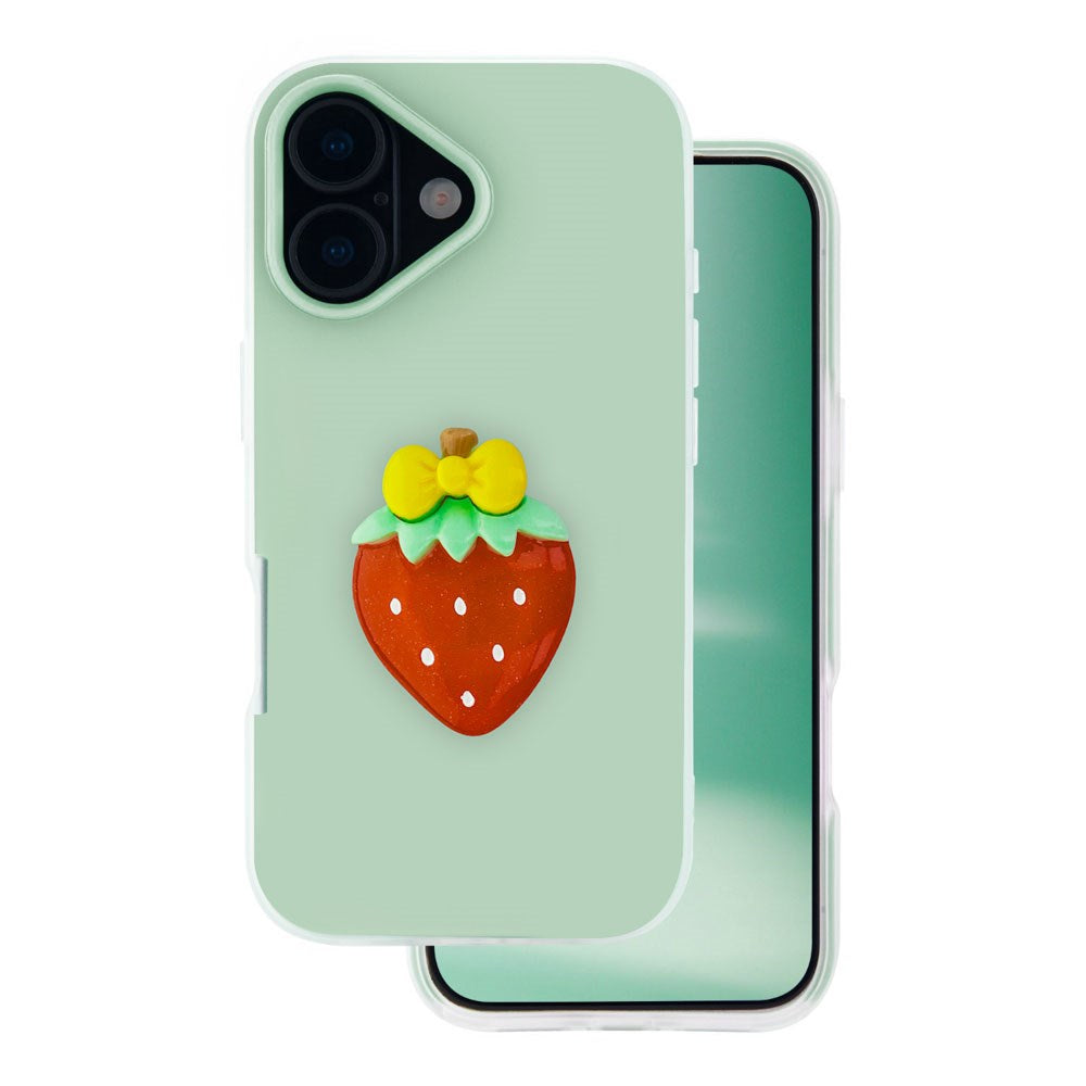 iPhone 16 TFO 3D Frukt Deksel – Jordbær
