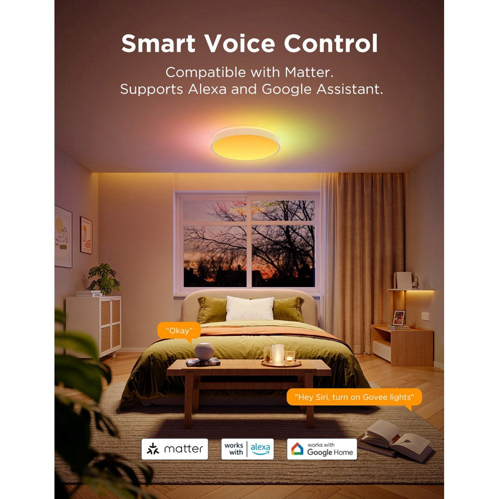 Govee Round Smart Ceiling Light - 15" - Hvit