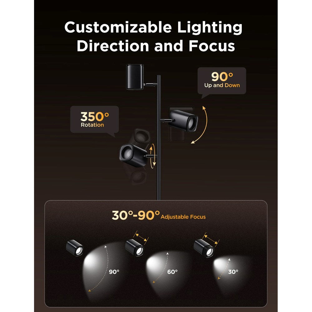 Govee Tree Floor Lamp med 3 Spotter - Svart