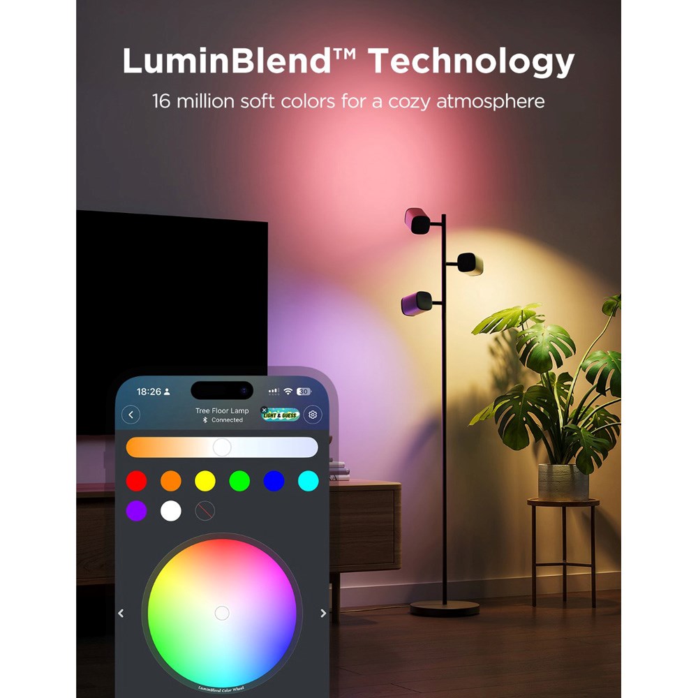 Govee Tree Floor Lamp med 3 Spotter - Svart