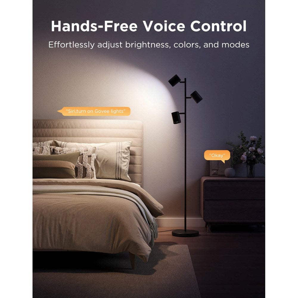 Govee Tree Floor Lamp med 3 Spotter - Svart