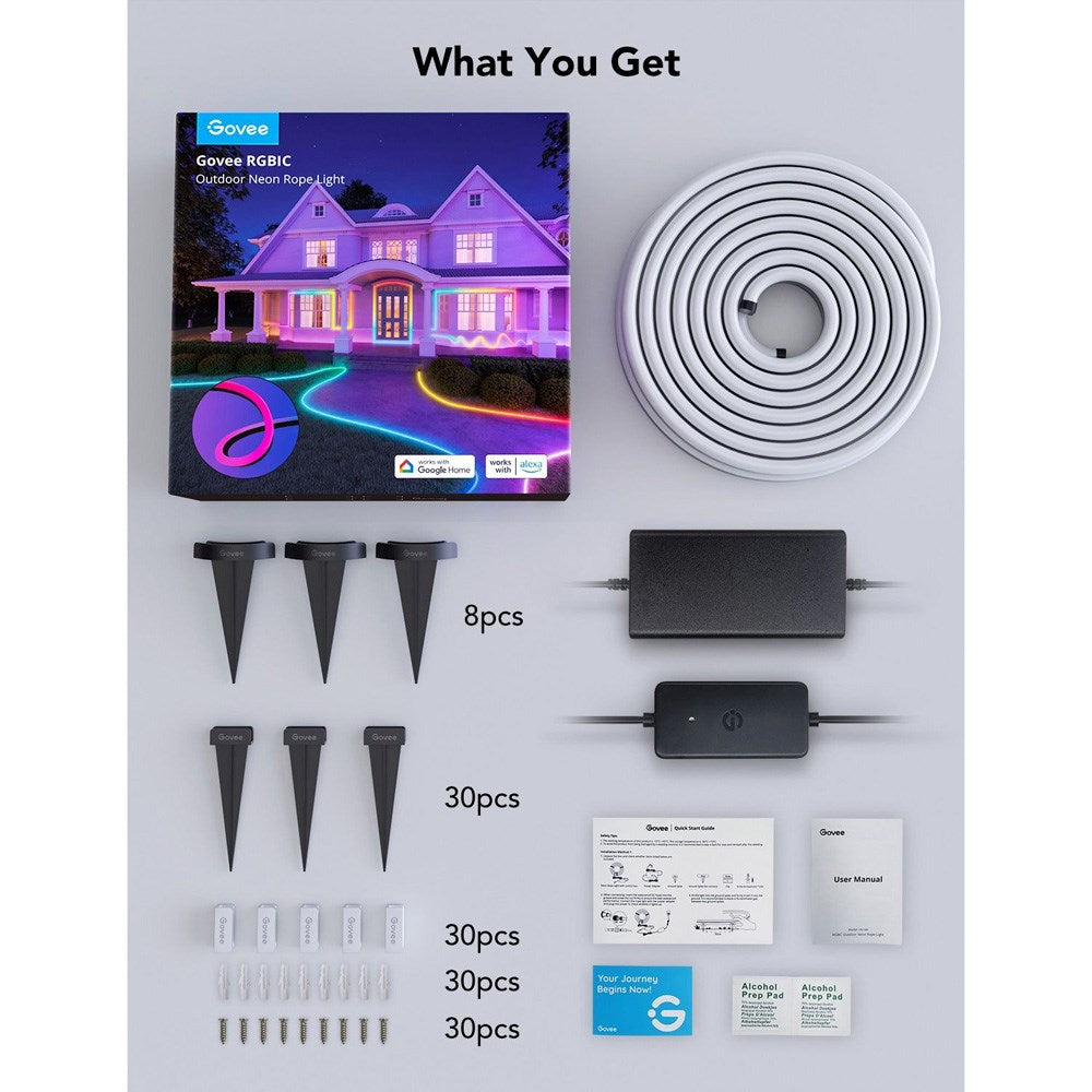 Govee Outdoor Neon Rope Light - 10m - Svart