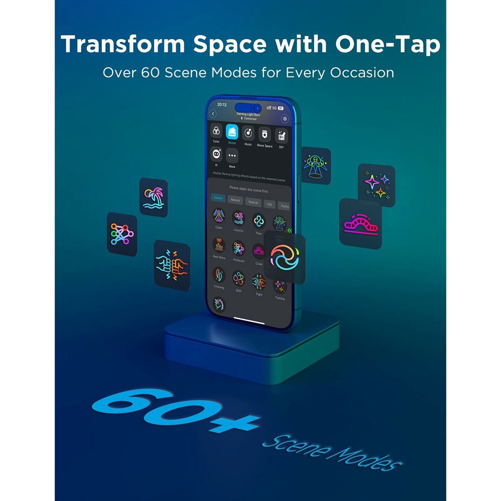 Govee Smart Gaming Light Bars Pro - Tresidig - Gjennomsiktig / Metall