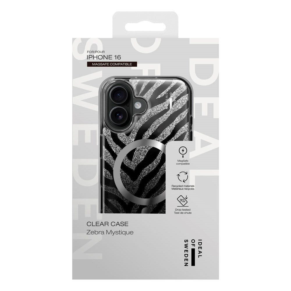 iPhone 16 iDeal Of Sweden Clear Deksel - MagSafe Kompatibel - Zebra Mystique