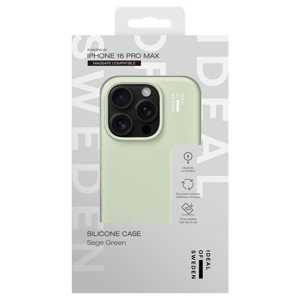 iPhone 16 Pro Max iDeal Of Sweden Silicone Deksel - MagSafe Kompatibel - Sage Green