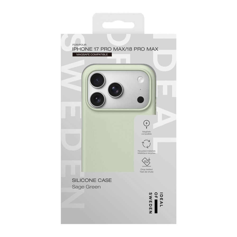 iPhone 18 Pro Max / 17 Pro Max iDeal Of Sweden Silikon Deksel - MagSafe Kompatibel - Sage Green