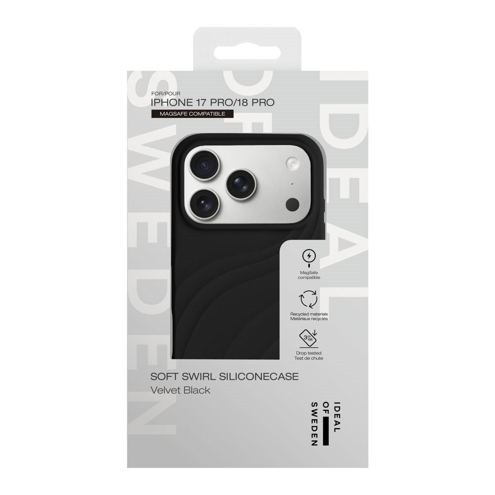 iPhone 18 Pro / 17 Pro iDeal of Sweden Soft Swirl Silicone Deksel - MagSafe Kompatibel - Velvet Black