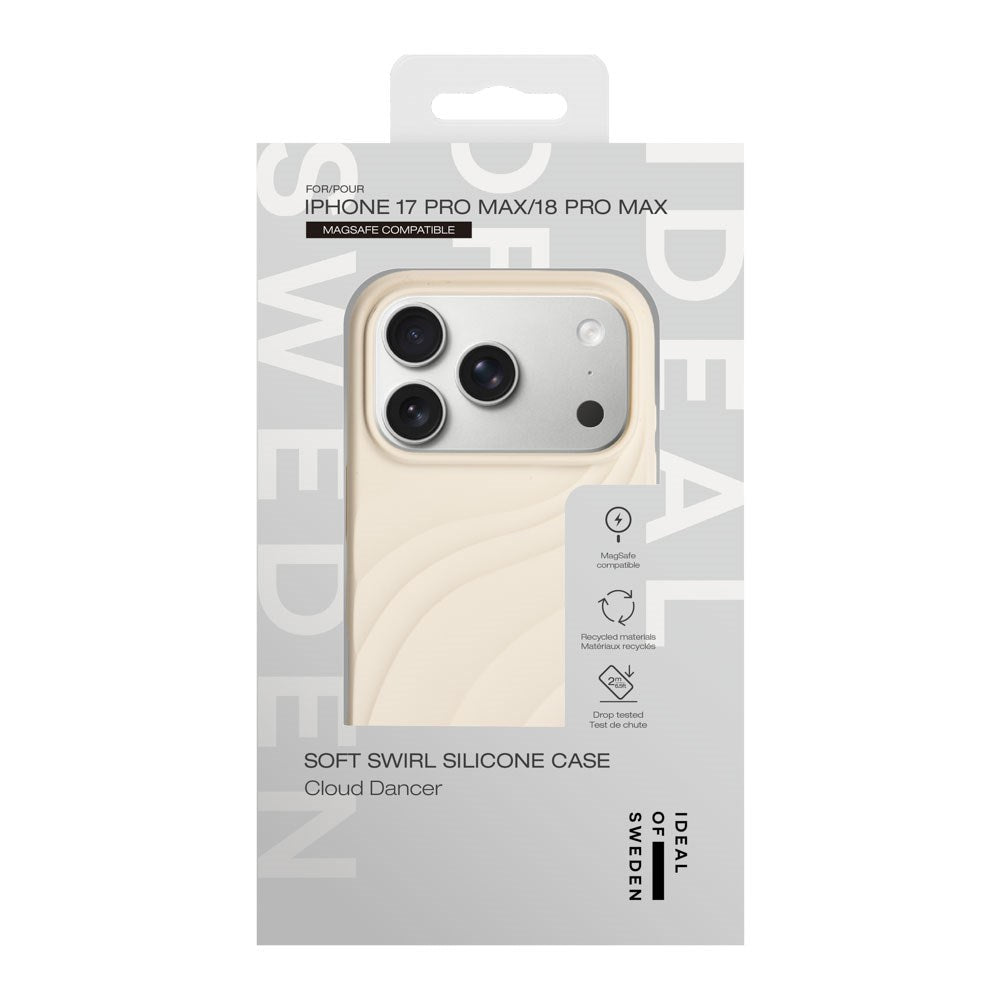 iPhone 18 Pro Max / 17 Pro Max iDeal of Sweden Soft Swirl Silicone Deksel - MagSafe Kompatibel - Cloud Dancer