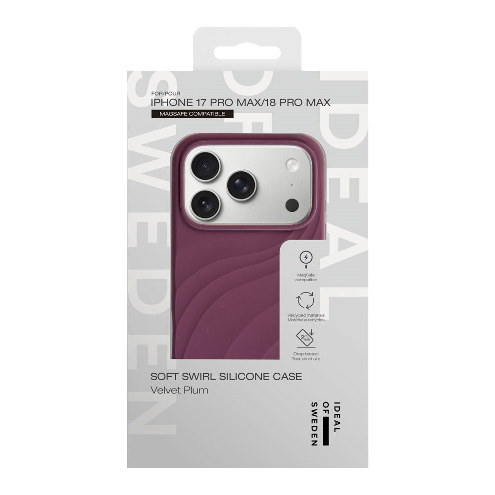 iPhone 18 Pro Max / 17 Pro Max iDeal of Sweden Soft Swirl Silicone Deksel - MagSafe Kompatibel - Velvet Plum