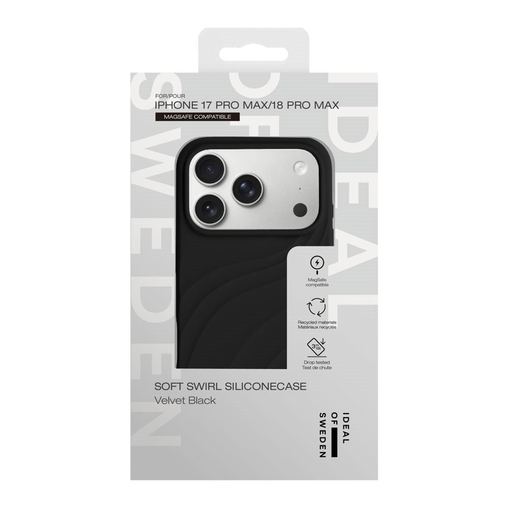iPhone 18 Pro Max / 17 Pro Max iDeal of Sweden Soft Swirl Silicone Deksel - MagSafe Kompatibel - Velvet Black