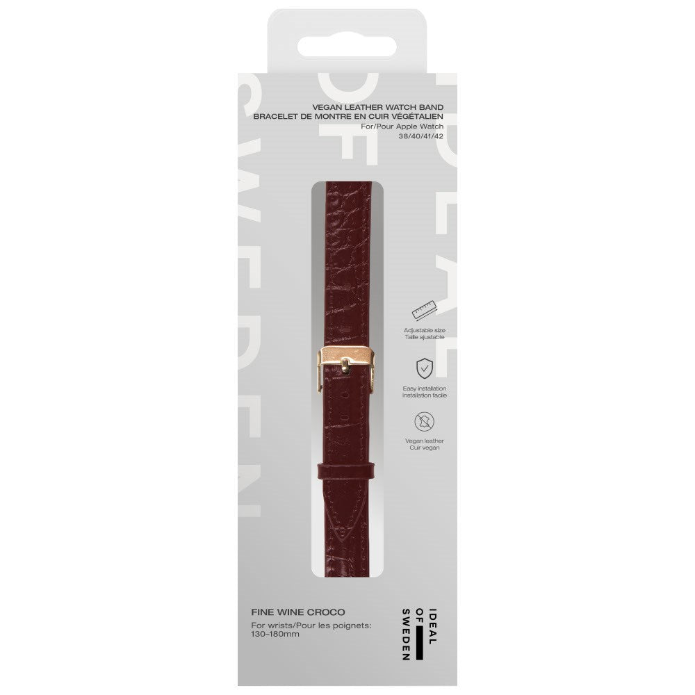 Apple Watch (38/40/SE/41/42mm) Vegan Leather Klokkerem - Fine Wine Croco