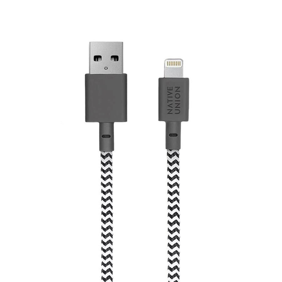 Native Union Belt Kabel USB-A til Lightning med Skinnspende 1.2 meter - Zebra