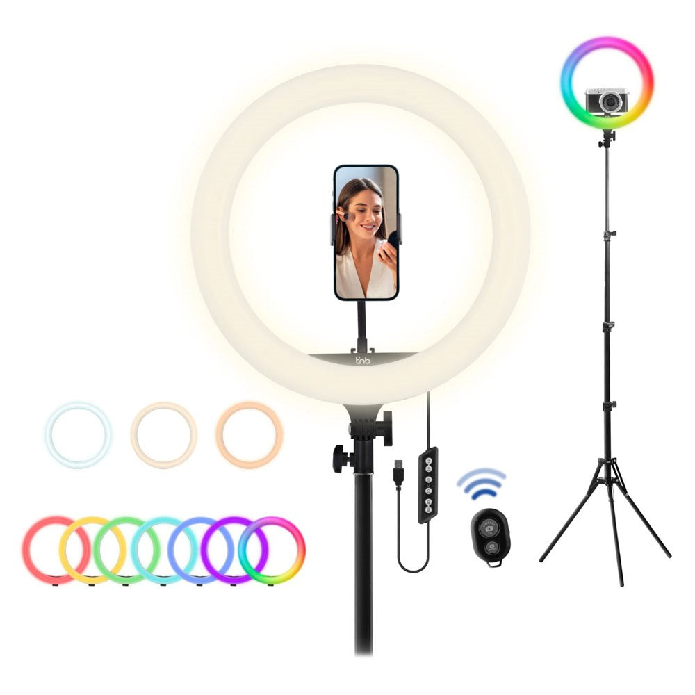 T'NB Influence Pro 14" RGBWW LED Ring Light med Justerbart Stativ og Oppbevaringsveske - Svart