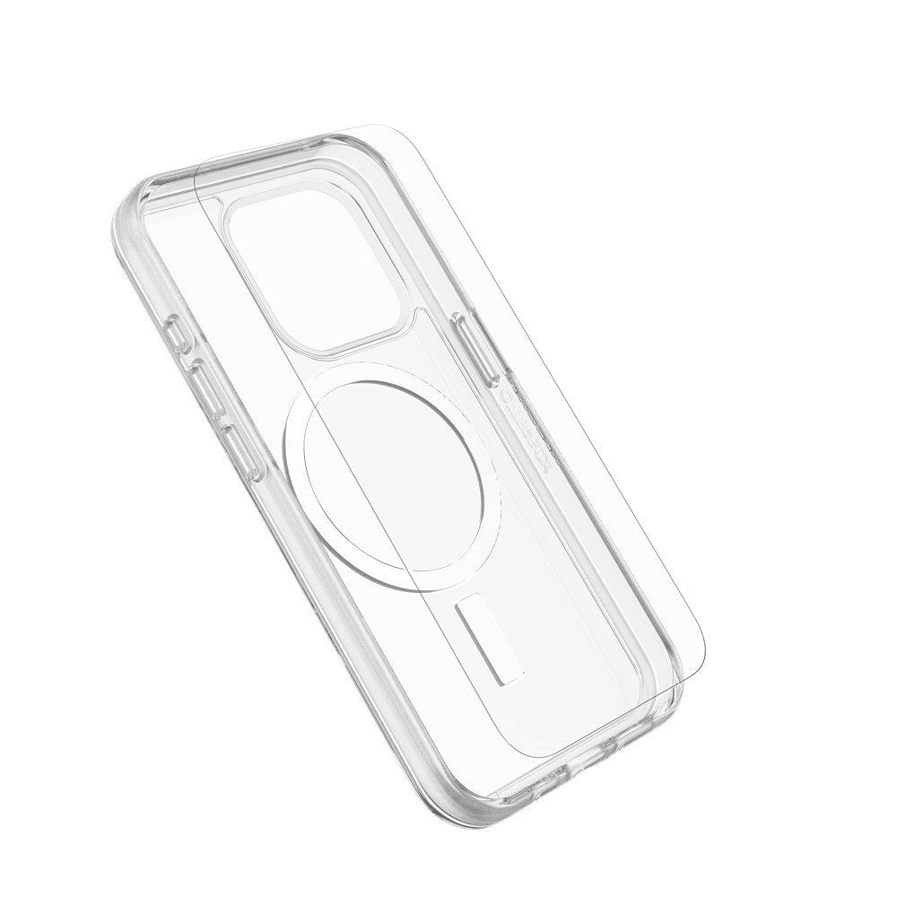 OtterBox iPhone 15 Pro Protection + Power Kit - MagSafe Deksel, Skjermbeskyttelse & 30W Vegglader - Gjennomsiktig / Hvit