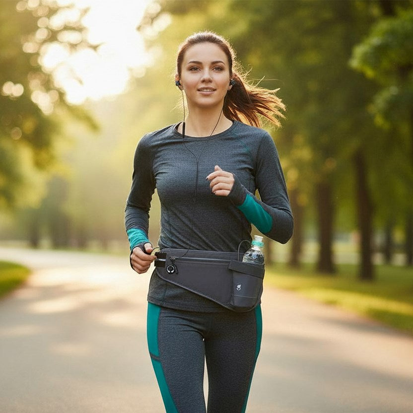 GEAR Løpebelte med Lomme for Mobil & Vannflaske - Grå