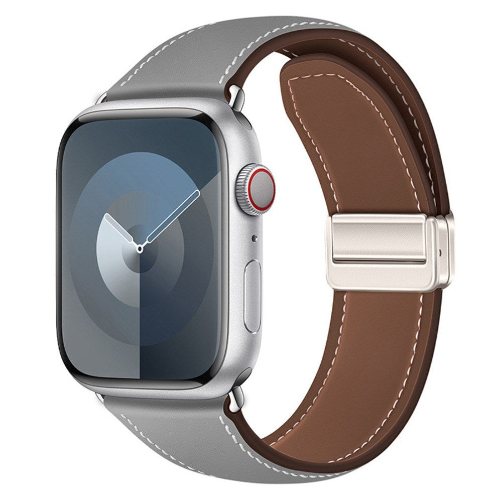 Apple Watch (38/40/41/42 mm) Lippa Magnetisk Klokkerem i Kunstskinn - Grå