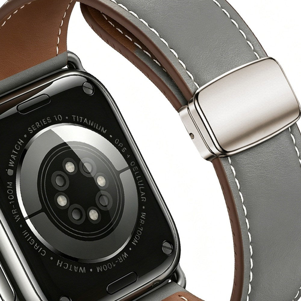 Apple Watch (38/40/41/42 mm) Lippa Magnetisk Klokkerem i Kunstskinn - Grå