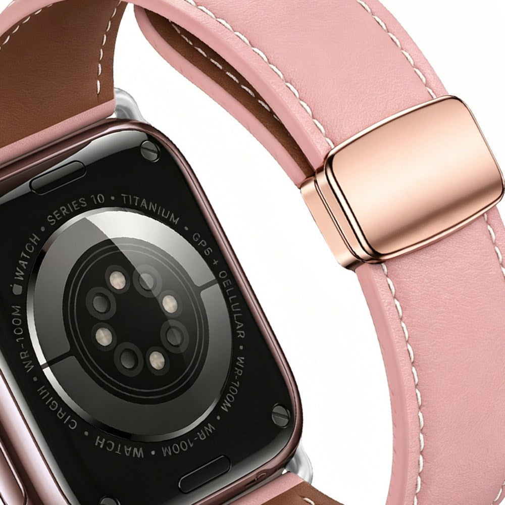 Apple Watch (42/44/45/46/49 mm) Lippa Magnetisk Klokkerem i Kunstskinn - Rosa