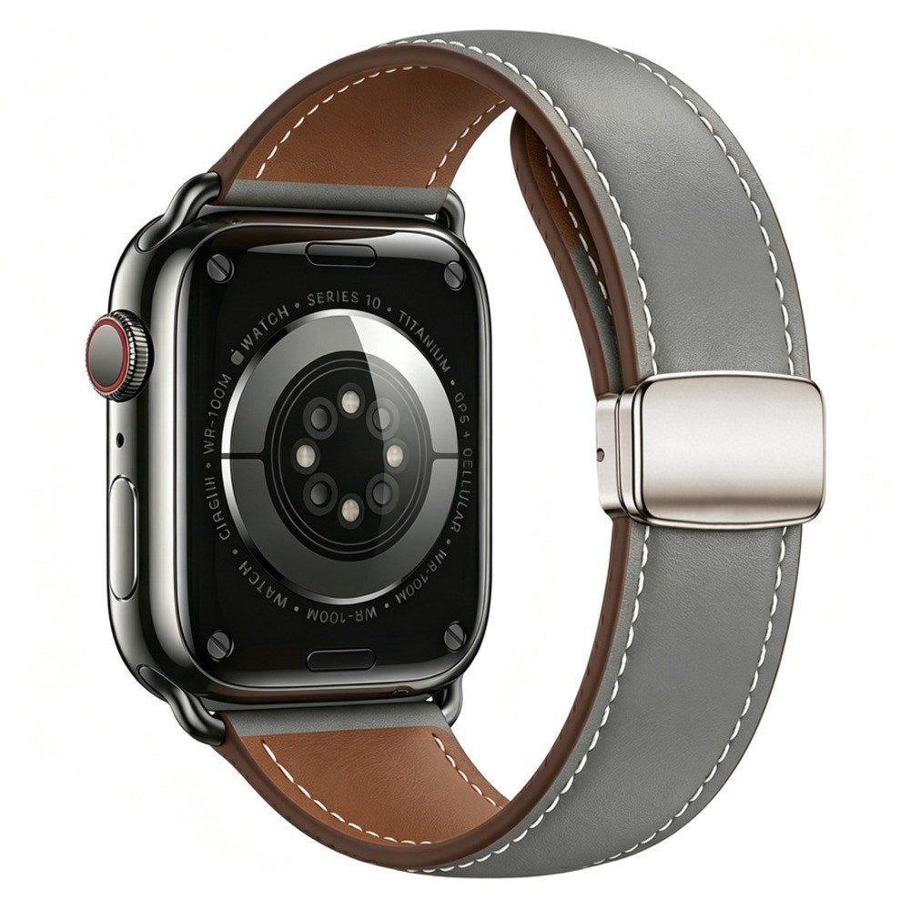 Apple Watch (42/44/45/46/49 mm) Lippa Magnetisk Klokkerem i Kunstskinn - Grå