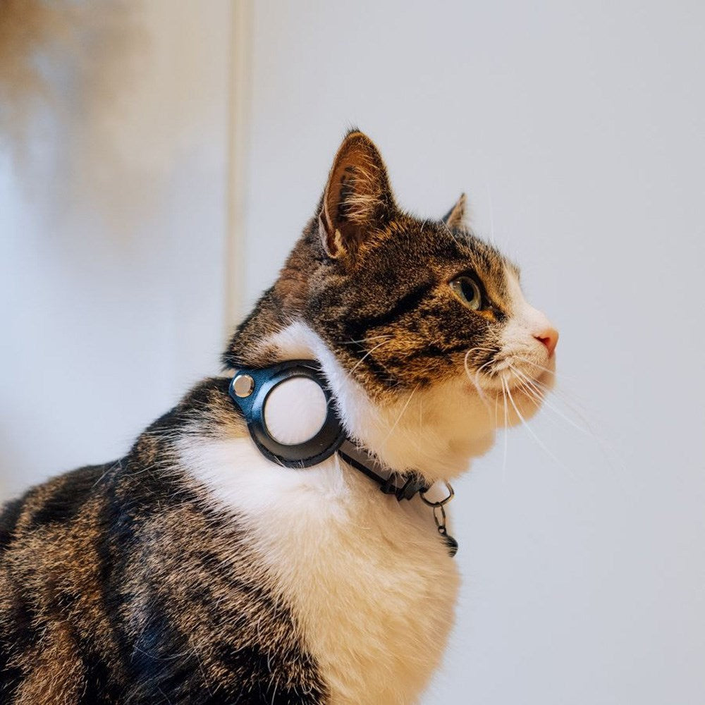 Lippa Halsbånd med AirTag Kunst Skinnveske - 22-32 cm - Lilla