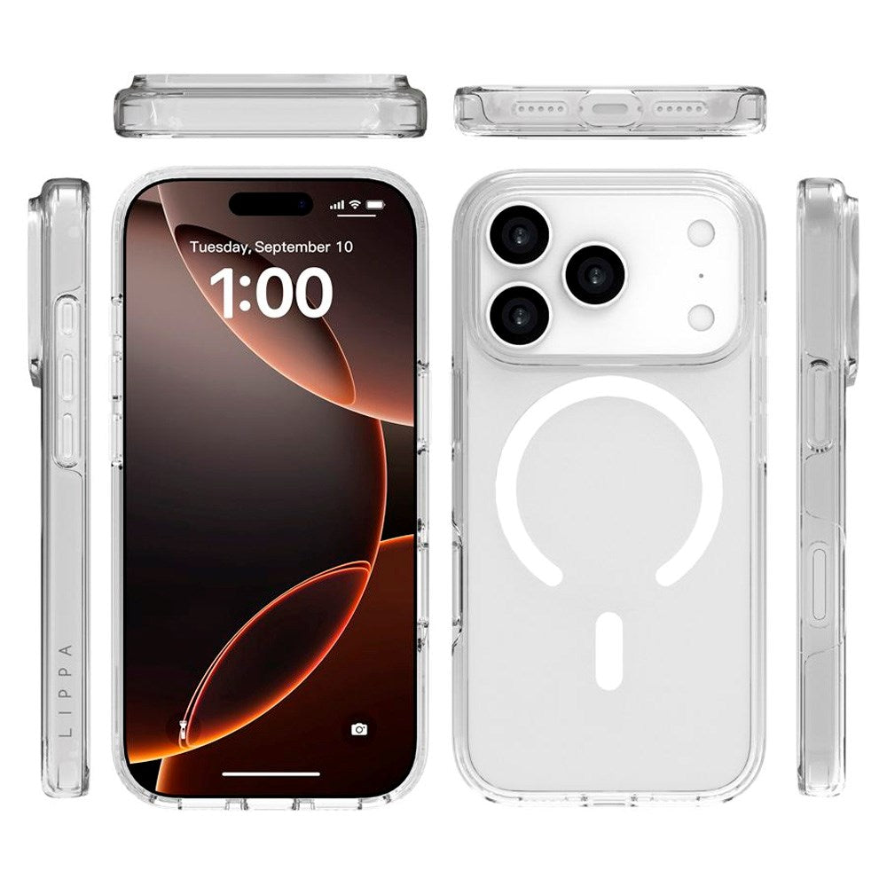 iPhone 17 Pro Lippa Hybrid Plast Deksel - MagSafe Kompatibel - Gjennomsiktig / Hvit