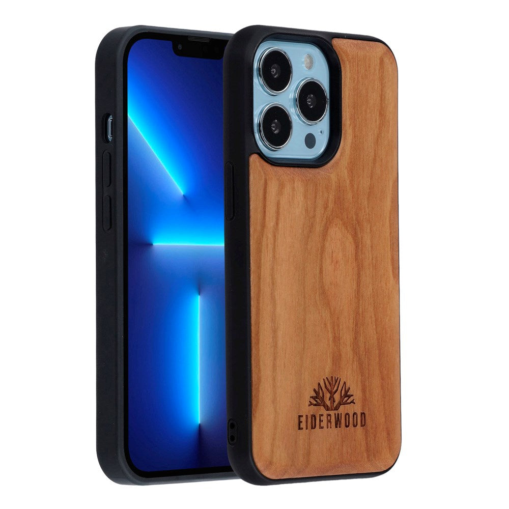 EIDERWOOD iPhone 13 Pro Magnetisk Tredeksel - MagSafe Kompatibel - Kirsebærtre