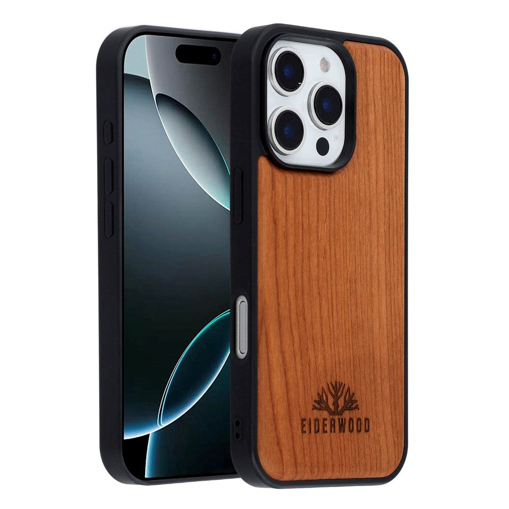 EIDERWOOD iPhone 16 Pro Magnetisk Tredeksel - MagSafe Kompatibel - Kirsebærtre