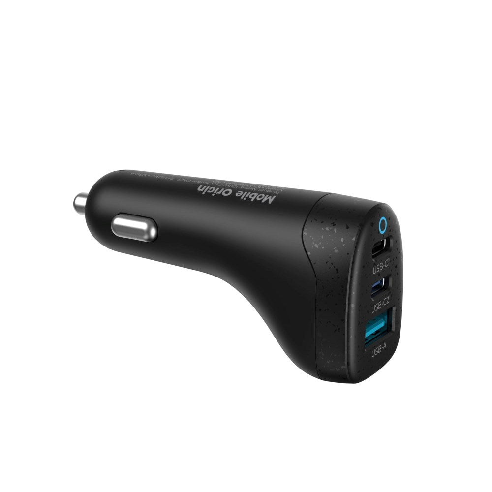 Bilopplader Mobile Origin 100W med 2 X USB-C + 1 X USB-A - Svart