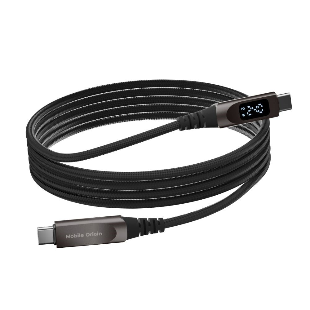 Mobile Origin 240W USB-C til USB-C Kabel med Skjerm - 1,5 m - Svart