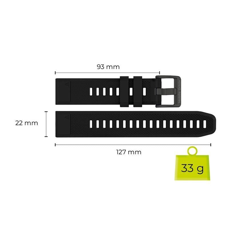 Universal Garmin 22mm QuickFit Mobile Origin Easy Strap Silikon Rem - Svart
