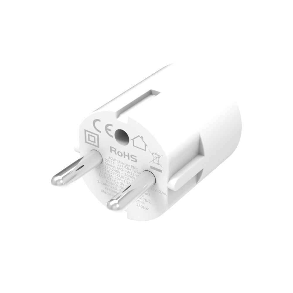 Hurtiglader 30W Mobile Origin 2 x USB-C - Hvit