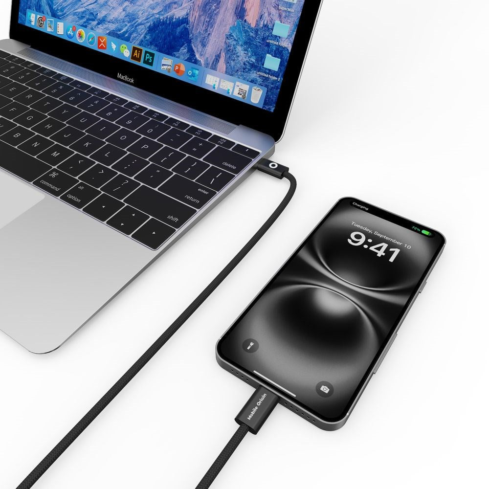 Mobile Origin UltraSlim 60W USB-C til USB-C Kabel – 1m – Svart