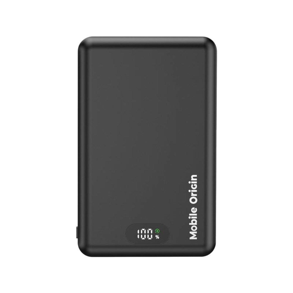 3-i-1 Powerbank 10000mAh Mobile Origin m. Trådløs lading – MagSafe-kompatibel – Svart