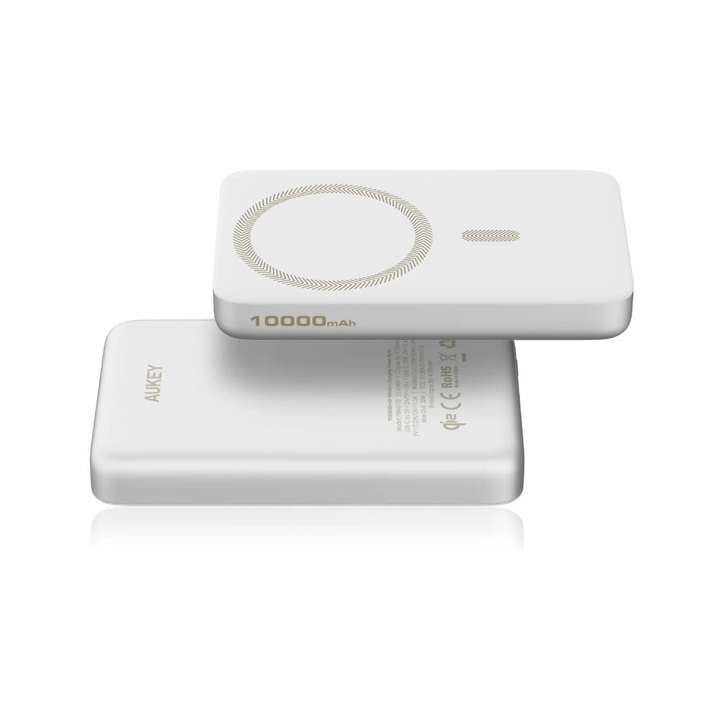 Aukey MagFusion M 10 000 mAh Powerbank - MagSafe / Qi2 Kompatibel - Hvit